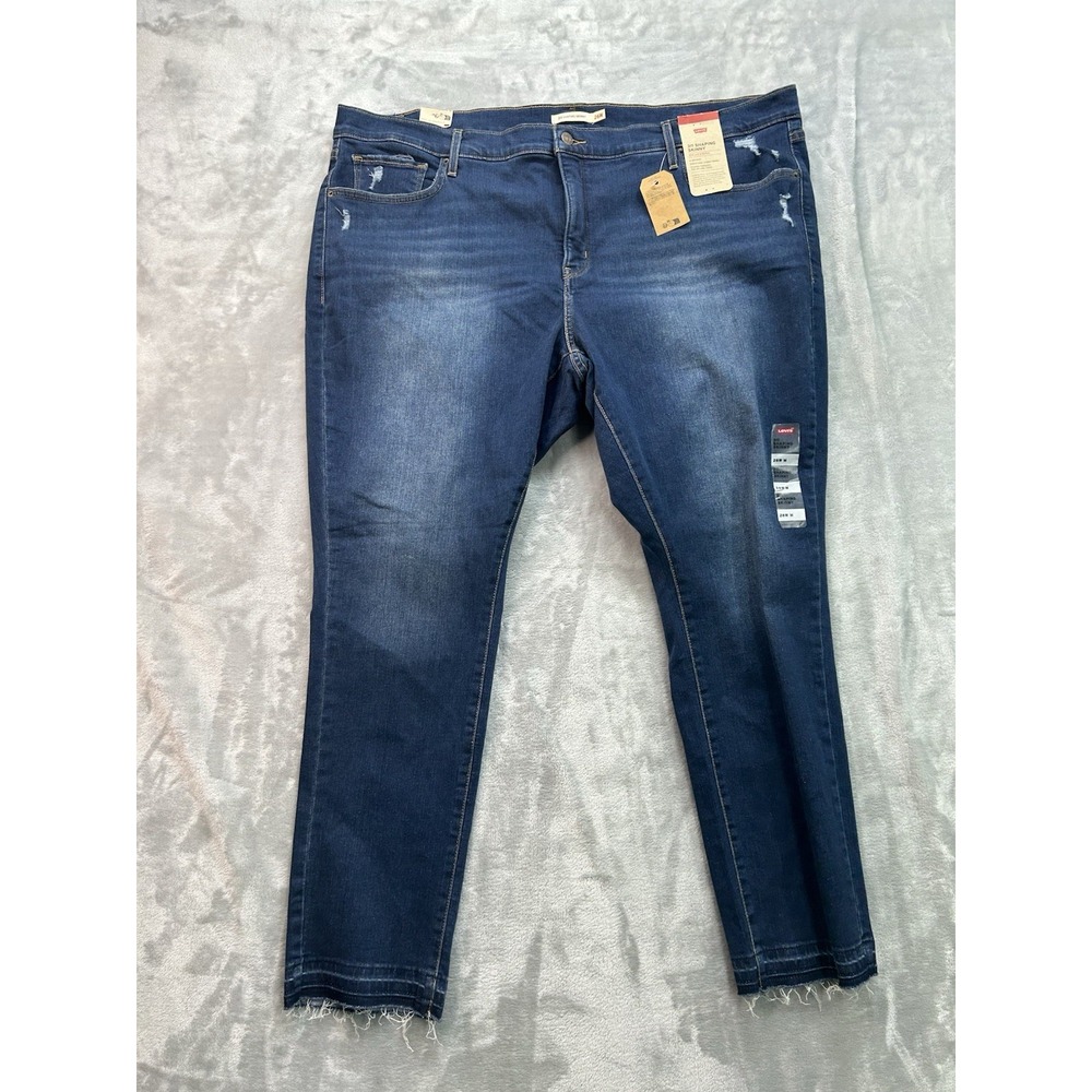 New Levis Jeans Womens Plus Sz 26W Blue 311 Shaping Skinny Stretch Distressed